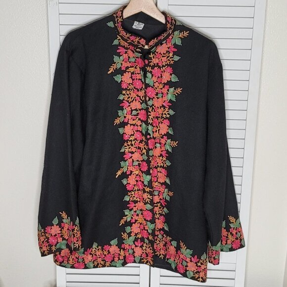 Kashmir embroidered black jacket - Picture 1 of 6